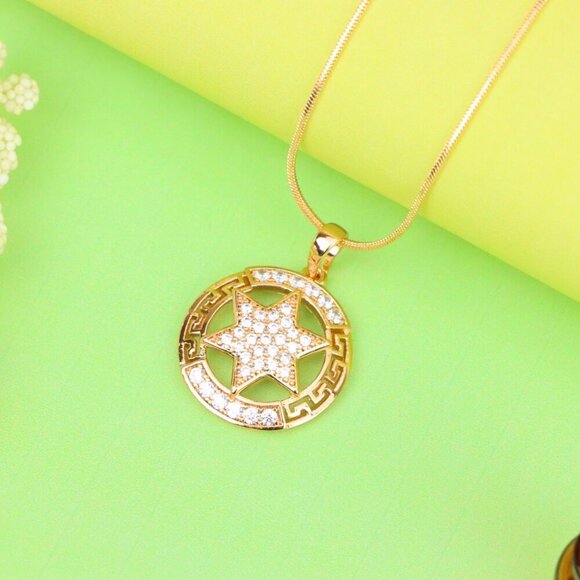 "Sparkling Starburst Circle Rose Gold Pendant, XPPT1317 - Picture 11 of 12